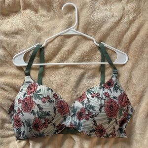 La Vie En Rose Floral Bra with Green Straps